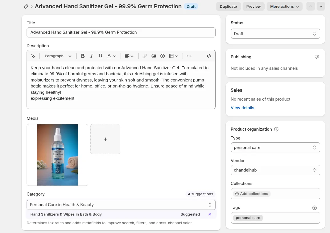 E-commerce listing preview