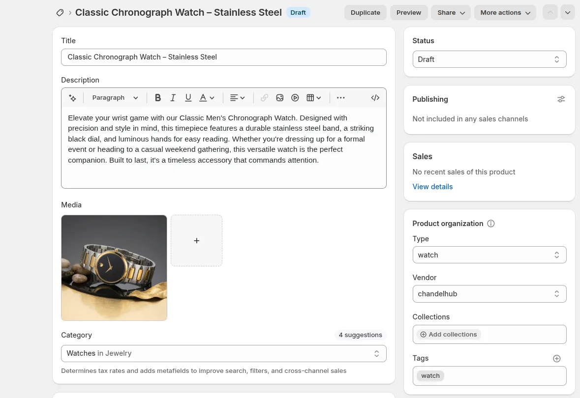 E-commerce listing preview